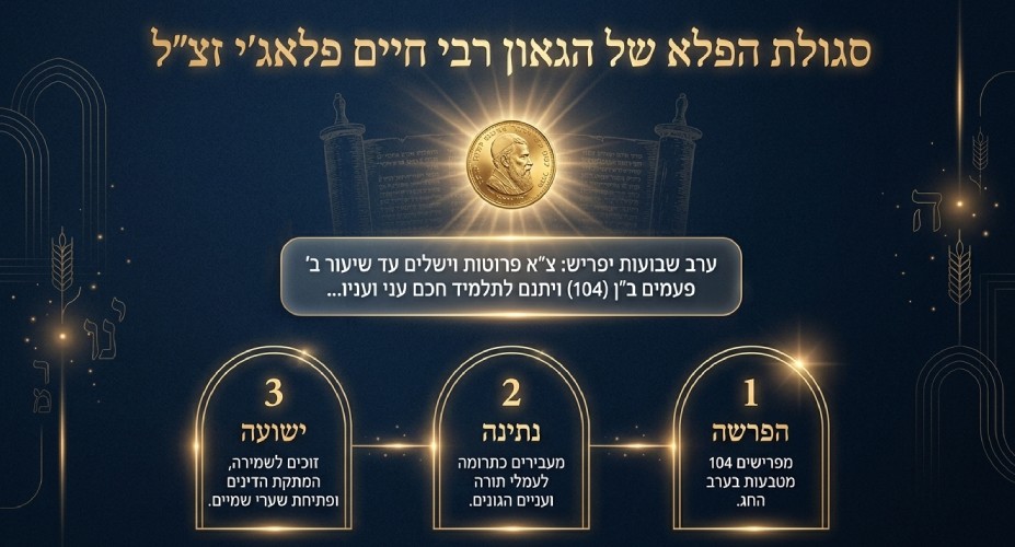 סגולת 104 מטבעות ערב חג השבועות לרב חיים פלאג'י
